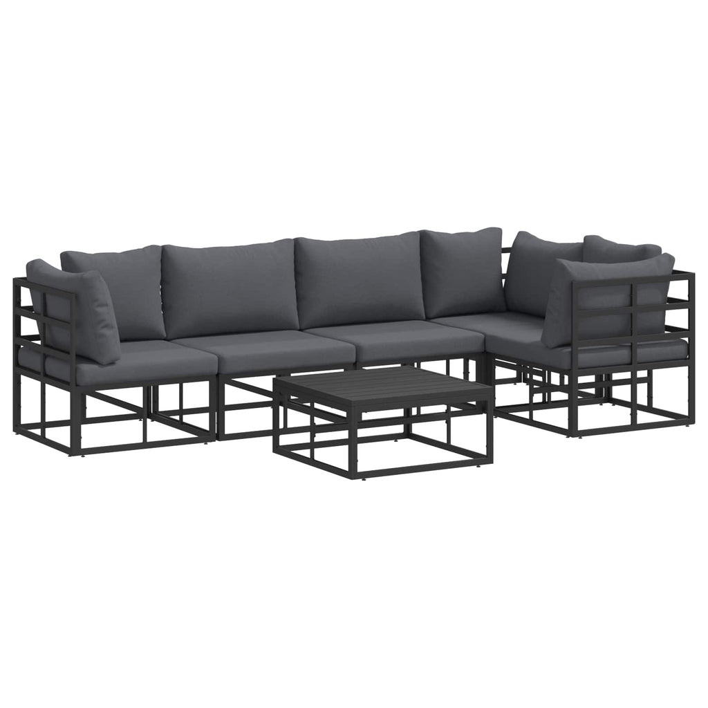 Garden Sofa Set With Cushion 6 Pcs Black Aluminium