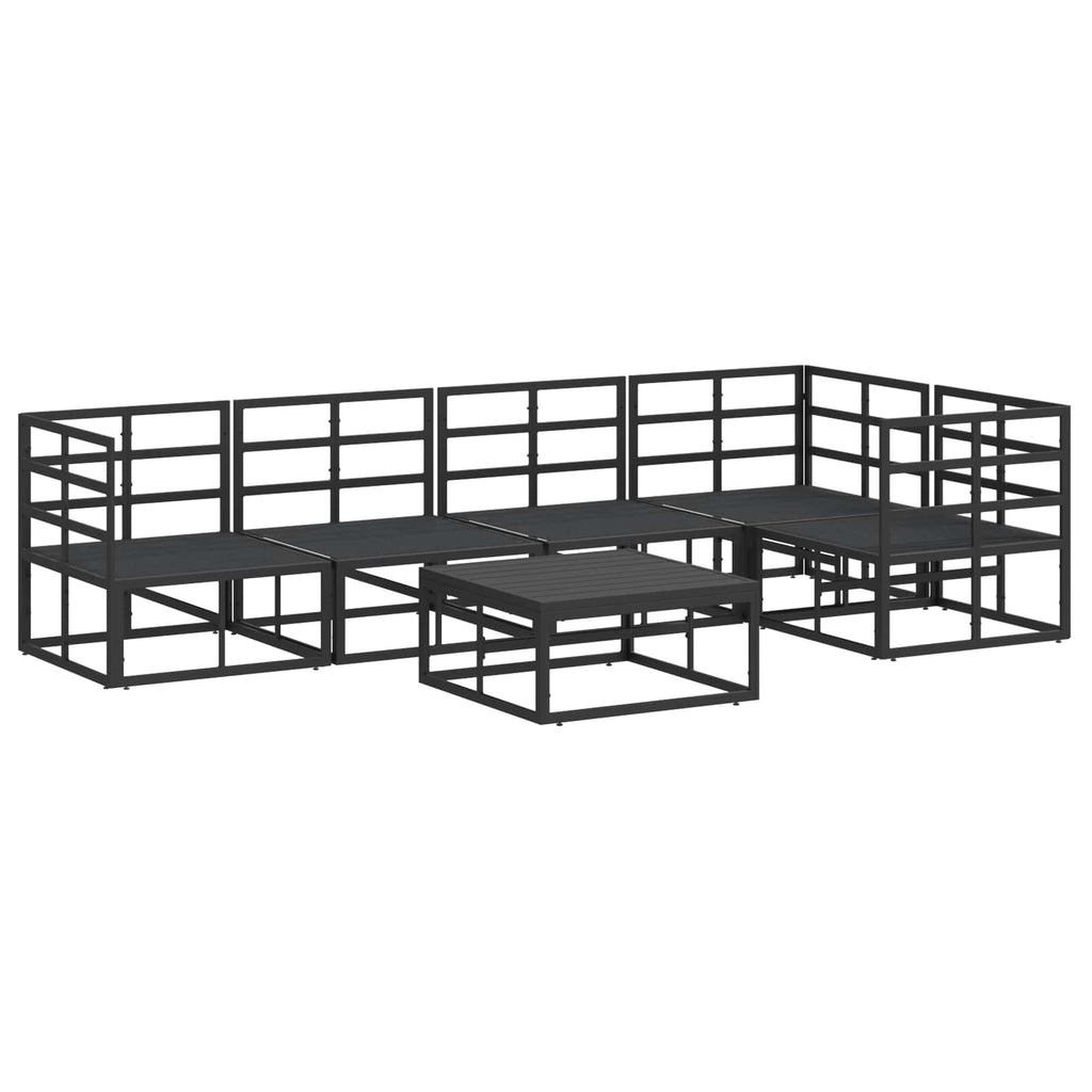 Garden Sofa Set With Cushion 6 Pcs Black Aluminium