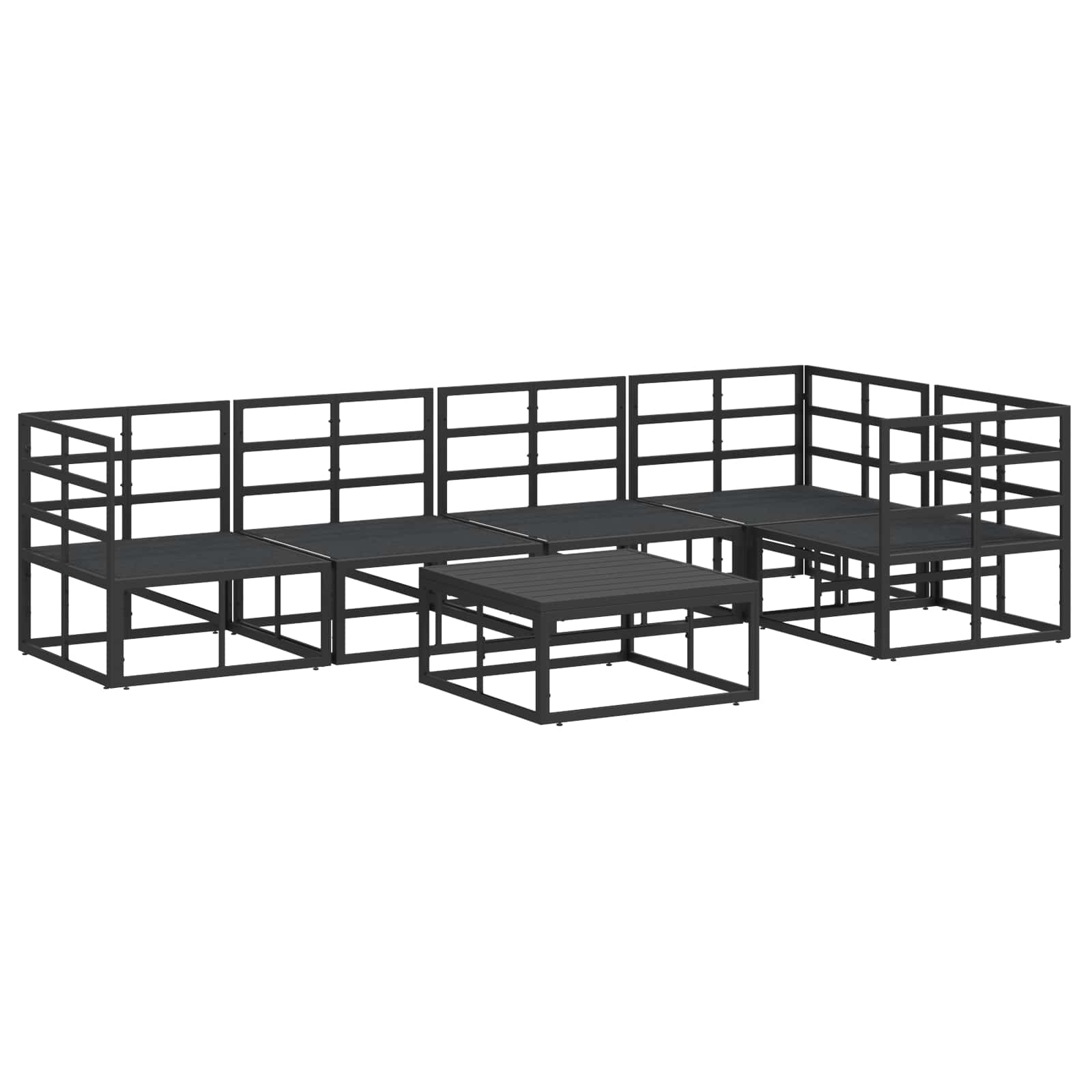 Garden Sofa Set With Cushion 6 Pcs Black Aluminium