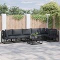 Garden Sofa Set With Cushion 7 Pcs Black Aluminium