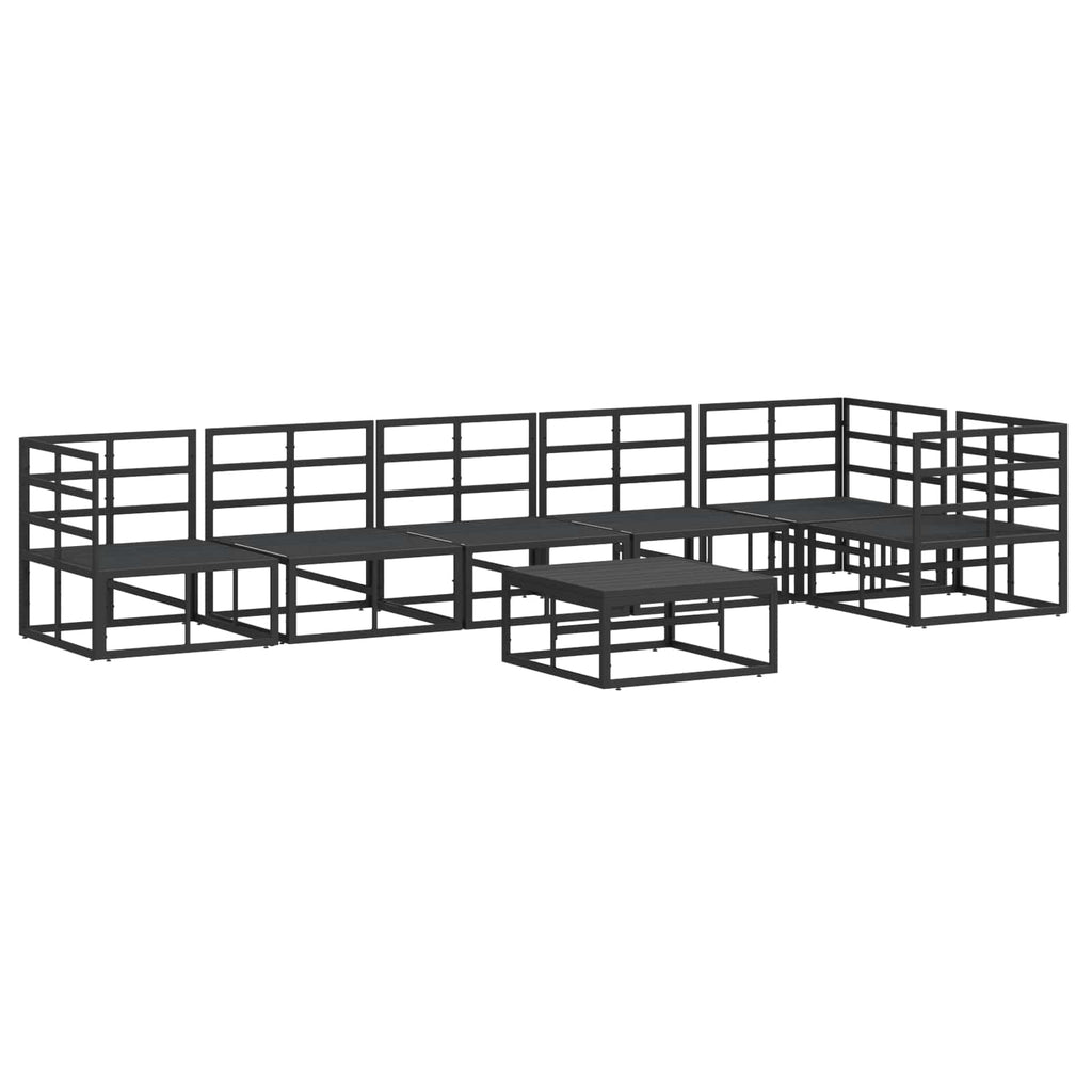 Garden Sofa Set With Cushion 7 Pcs Black Aluminium