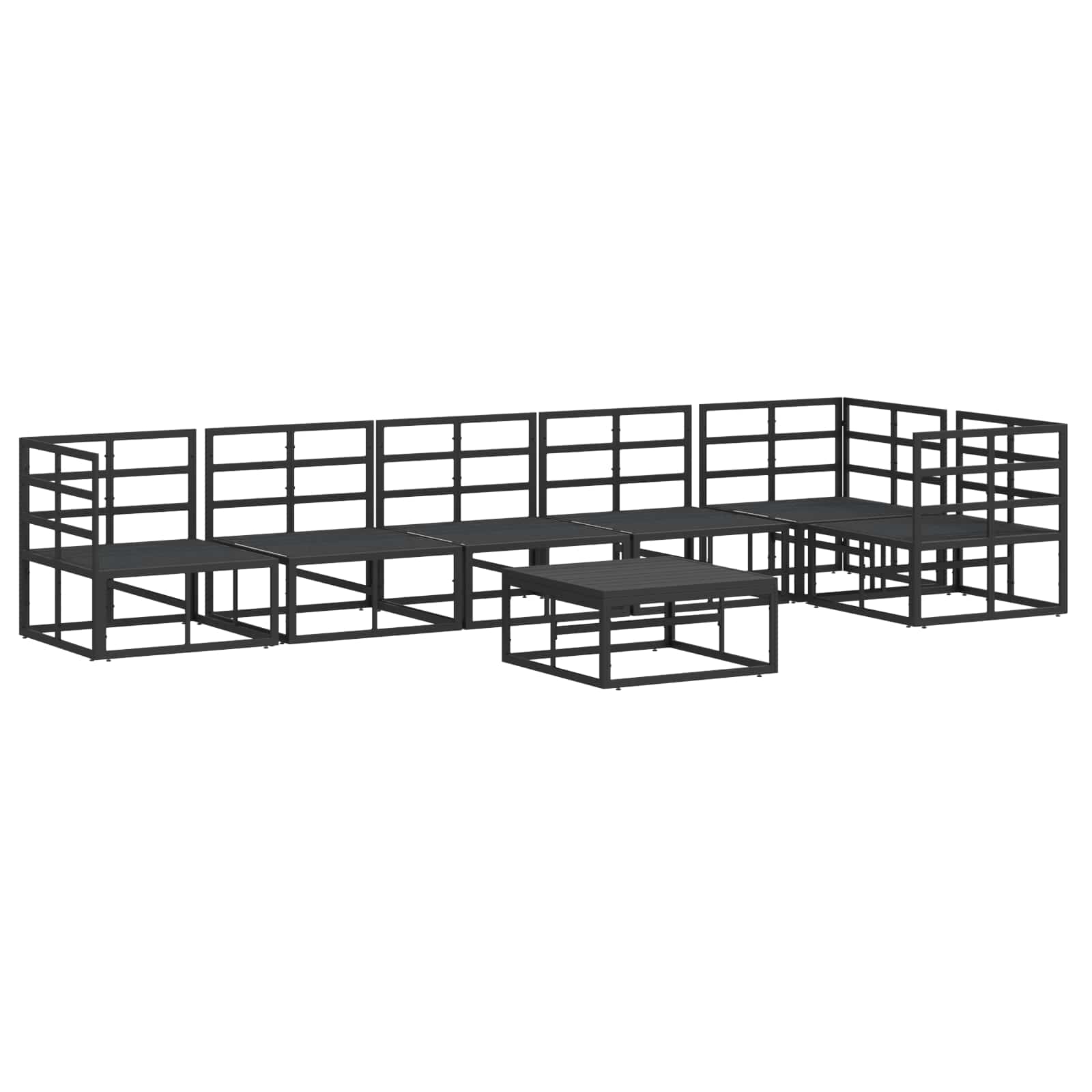 Garden Sofa Set With Cushion 7 Pcs Black Aluminium