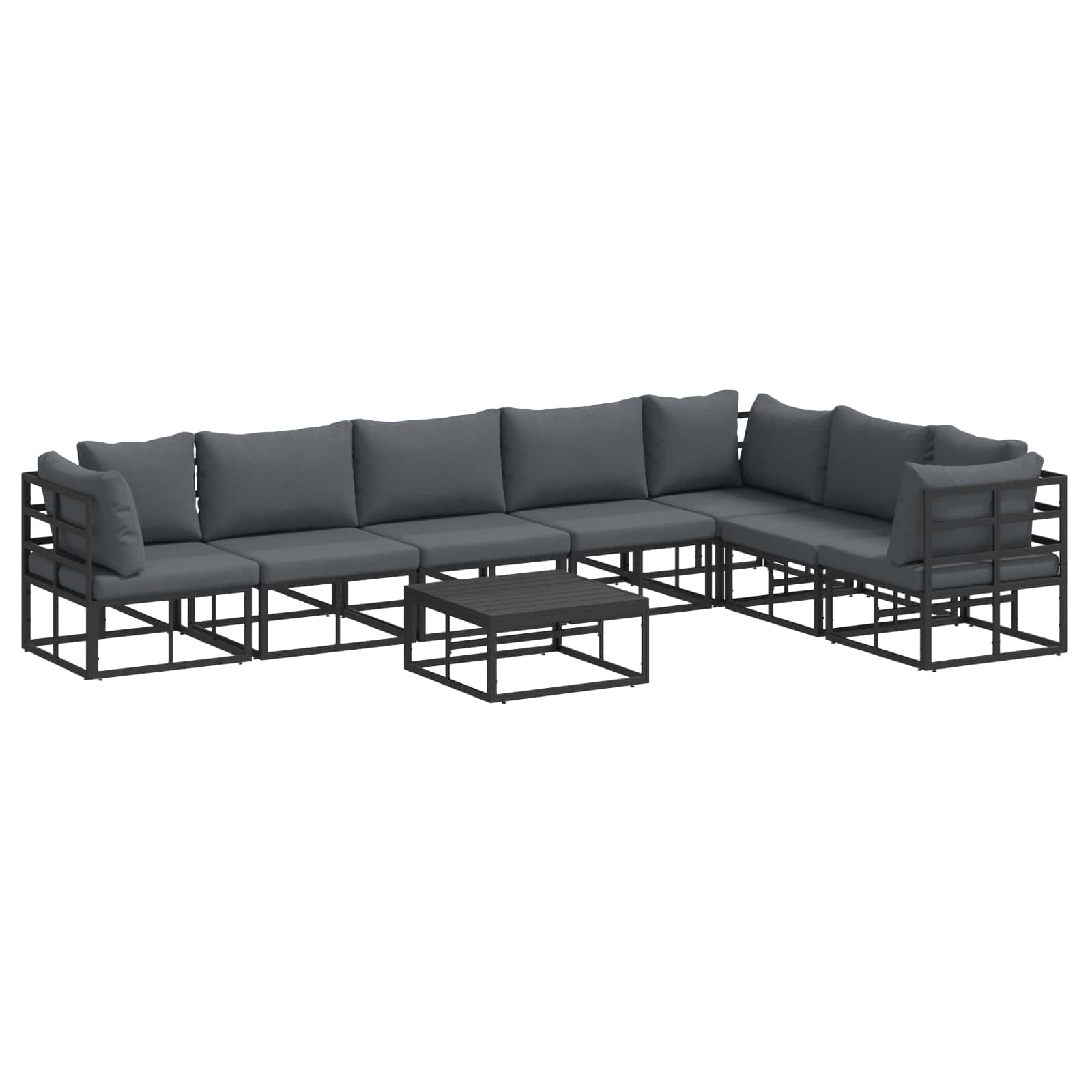 Garden Sofa Set With Cushion 8 Pcs Black Aluminium