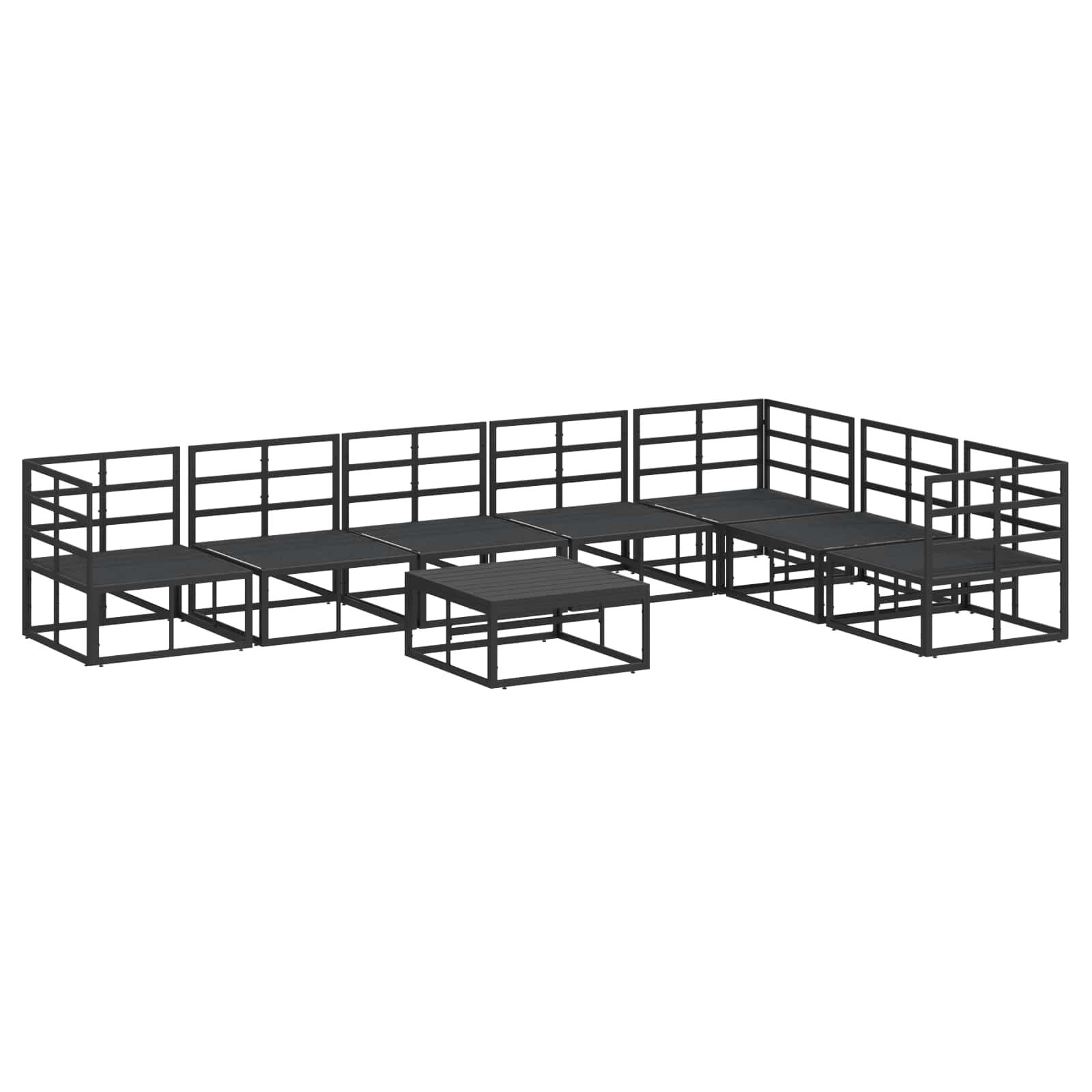 Garden Sofa Set With Cushion 8 Pcs Black Aluminium