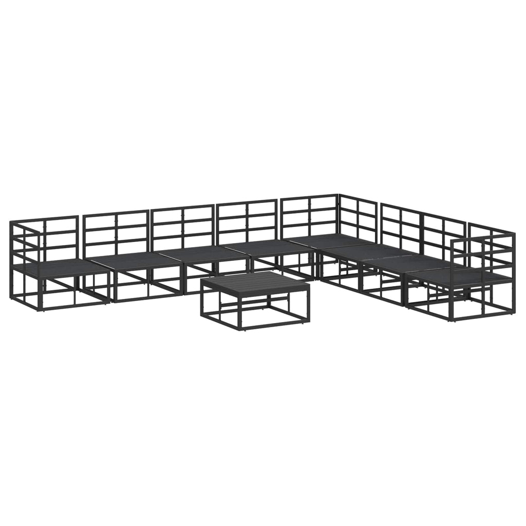 Garden Sofa Set With Cushion 9 Pcs Black Aluminium