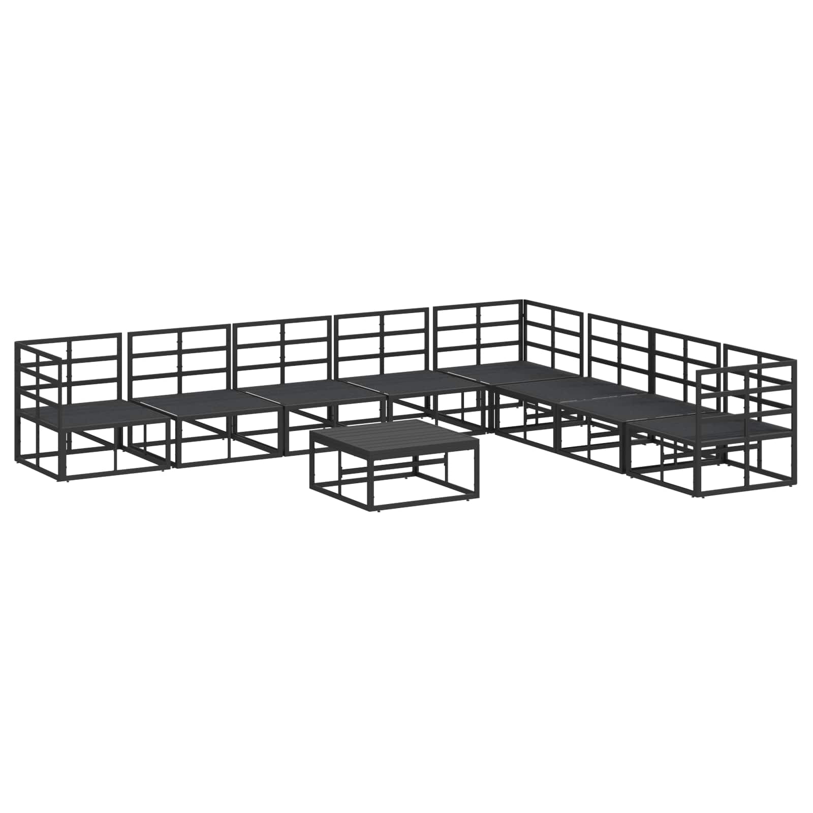 Garden Sofa Set With Cushion 9 Pcs Black Aluminium