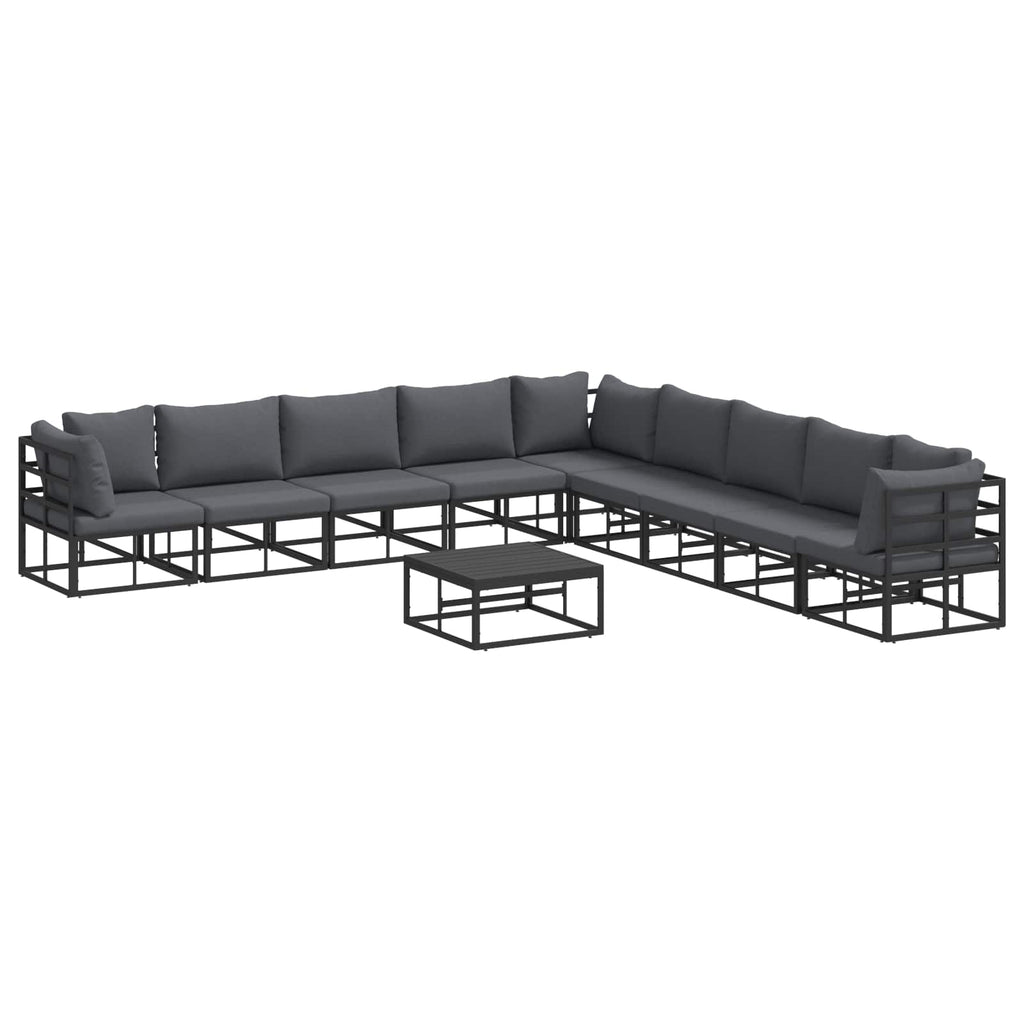 Garden Sofa Set With Cushion 10 Pcs Black Aluminium