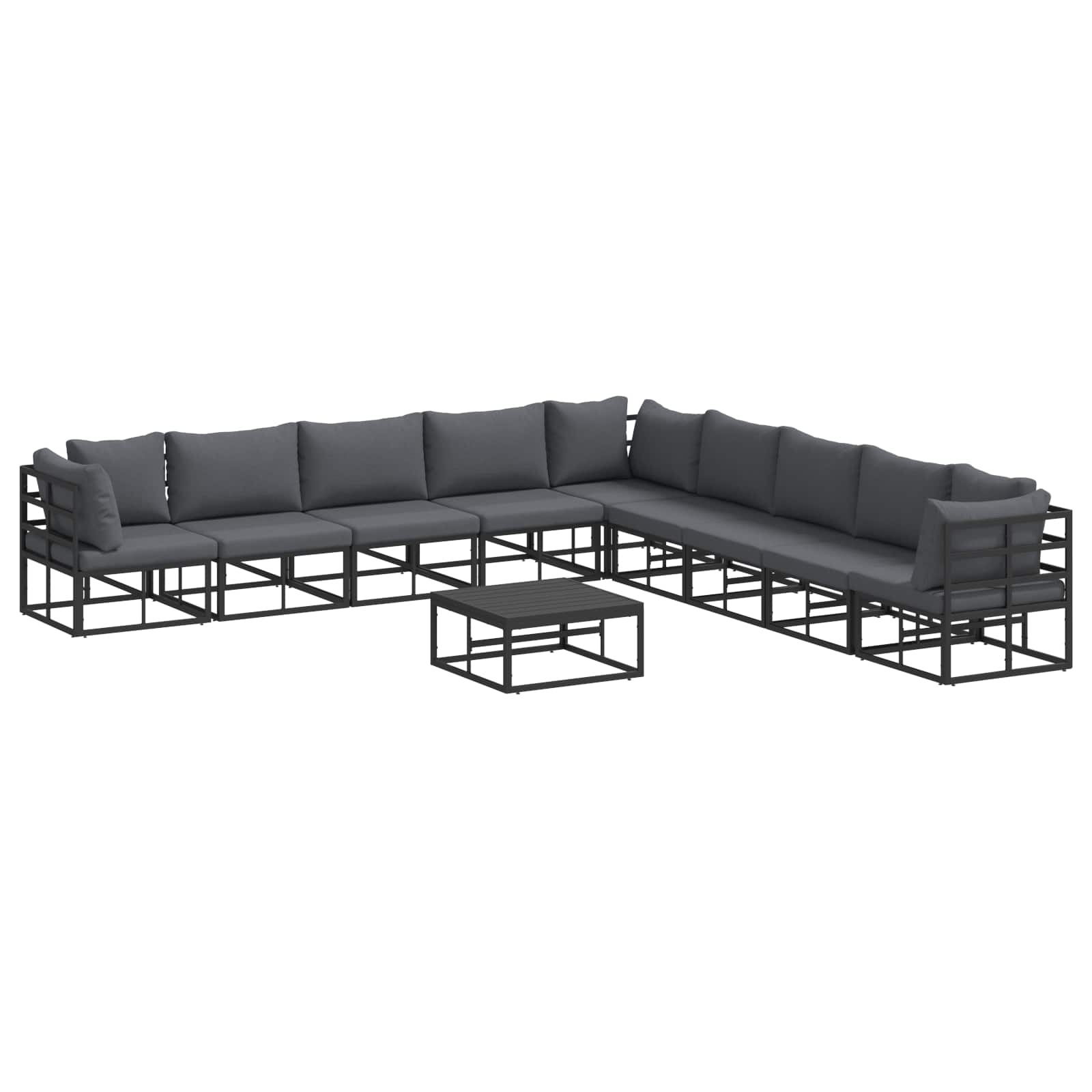 Garden Sofa Set With Cushion 10 Pcs Black Aluminium