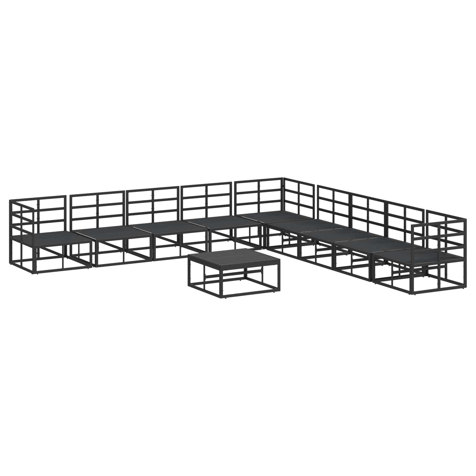 Garden Sofa Set With Cushion 10 Pcs Black Aluminium