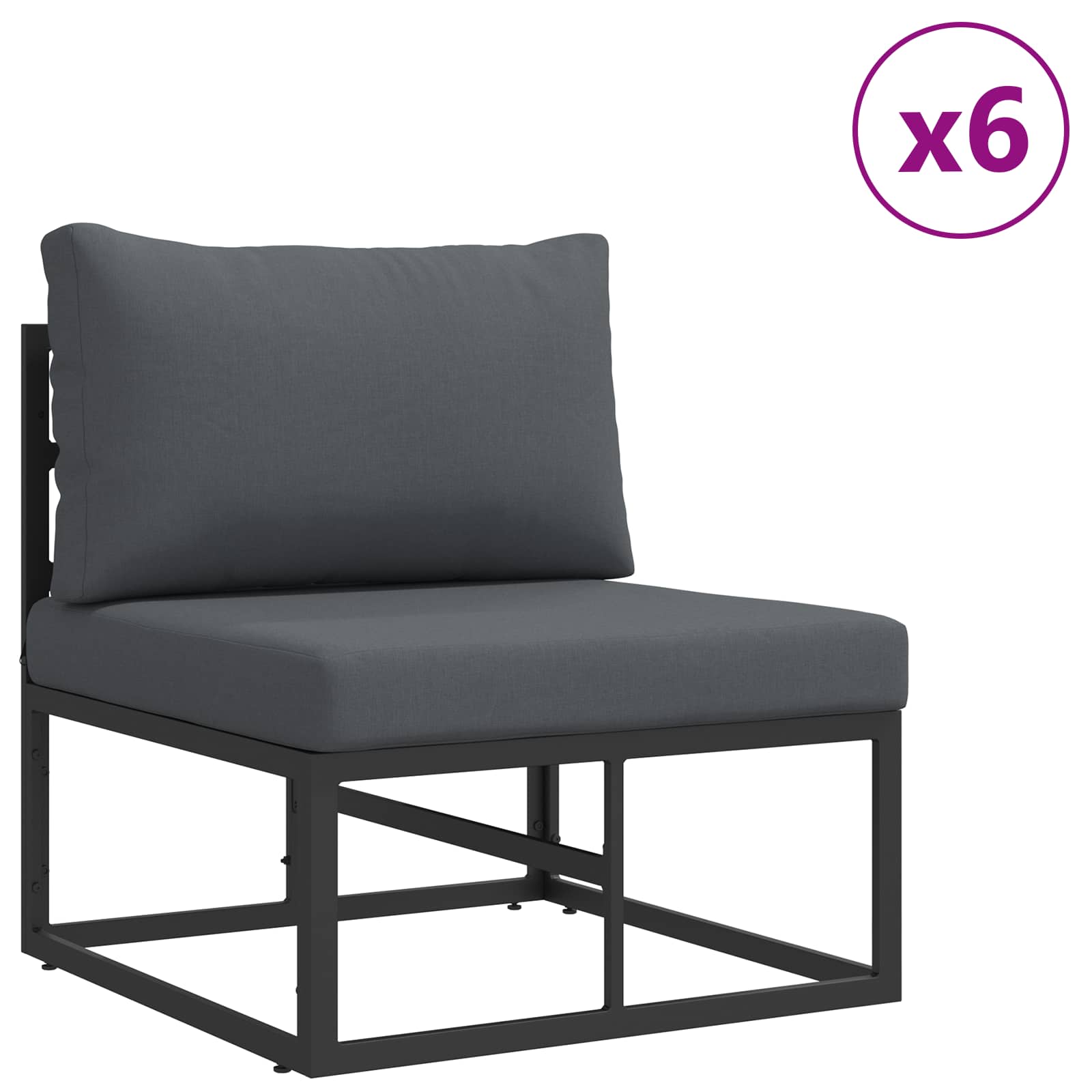 Garden Sofa Set With Cushion 10 Pcs Black Aluminium