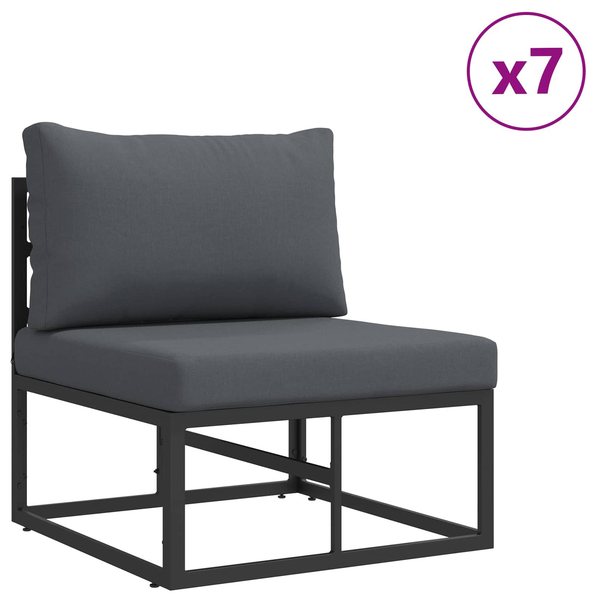 Outdoor Furniture Set Garden Sofa Cushion 11 Pcs Black Aluminium Adjustable With