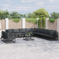 Garden Sofa Set With Cushion 11 Pcs Black Aluminium