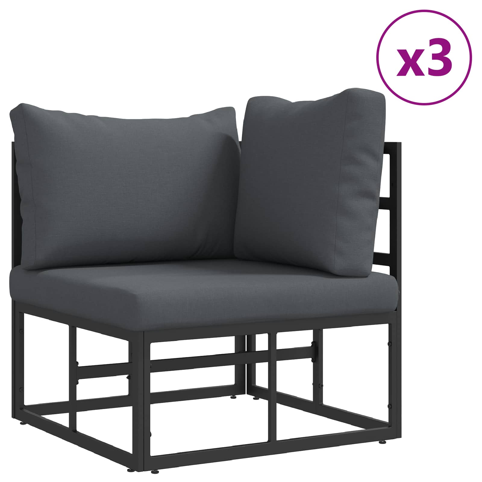 Garden Sofa Set With Cushion 11 Pcs Black Aluminium