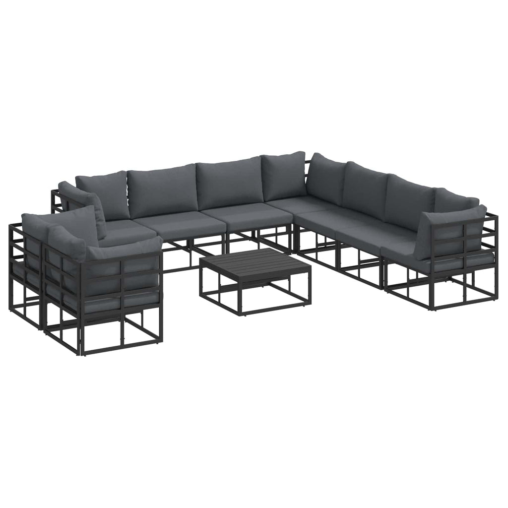 Garden Sofa Set With Cushion 10 Pcs Black Aluminium