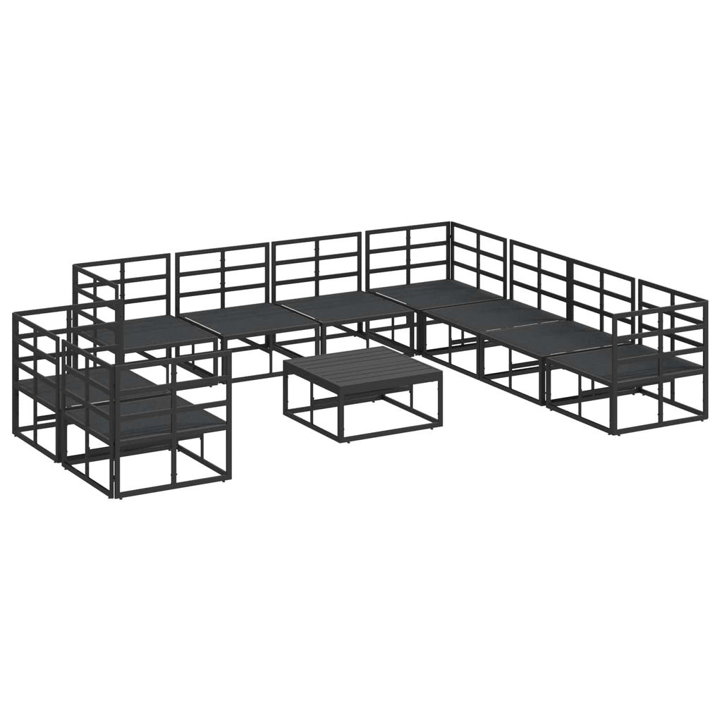 Garden Sofa Set With Cushion 10 Pcs Black Aluminium
