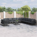 Garden Sofa Set With Cushion 12 Pcs Black Aluminium