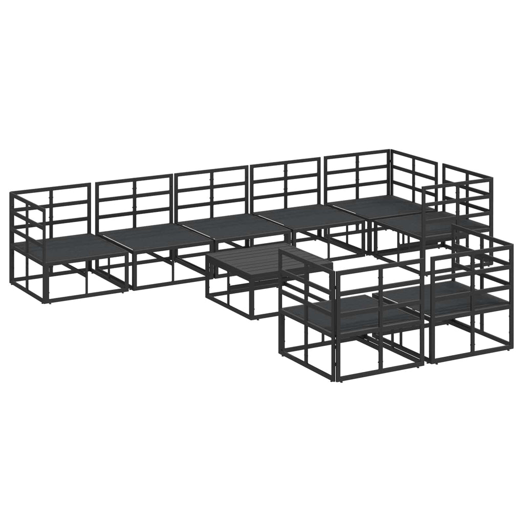 Garden Sofa Set With Cushion 9 Pcs Black Aluminium