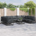 Garden Sofa Set With Cushion 10 Pcs Black Aluminium