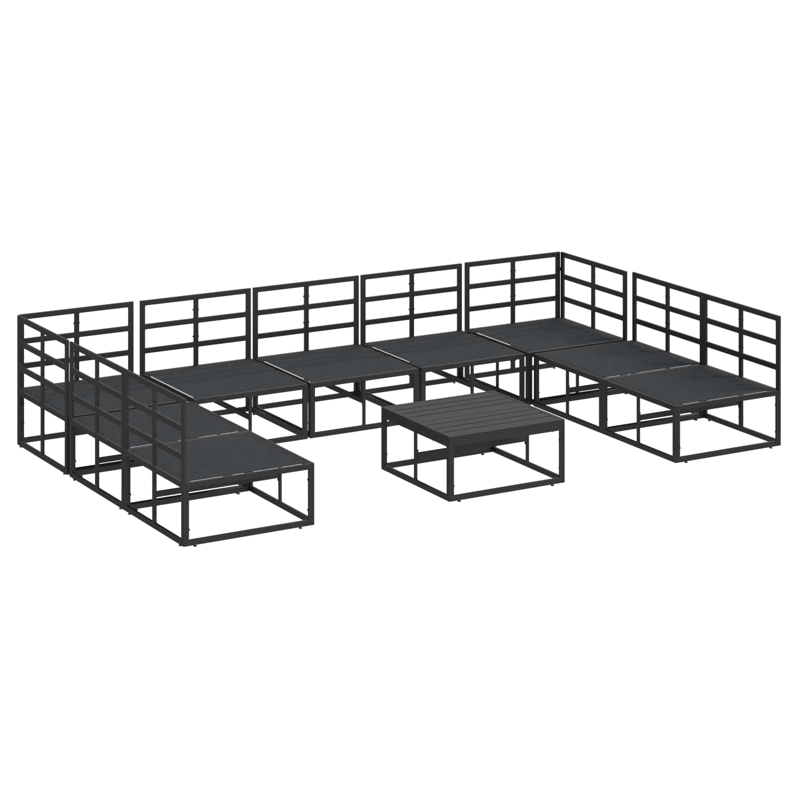 Garden Sofa Set With Cushion 10 Pcs Black Aluminium