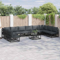 Garden Sofa Set With Cushion 11 Pcs Black Aluminium