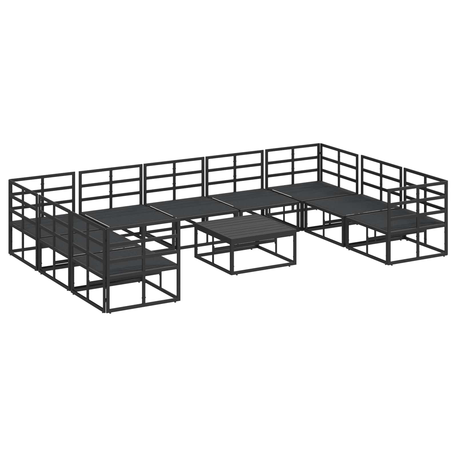 Garden Sofa Set With Cushion 10 Pcs Black Aluminium