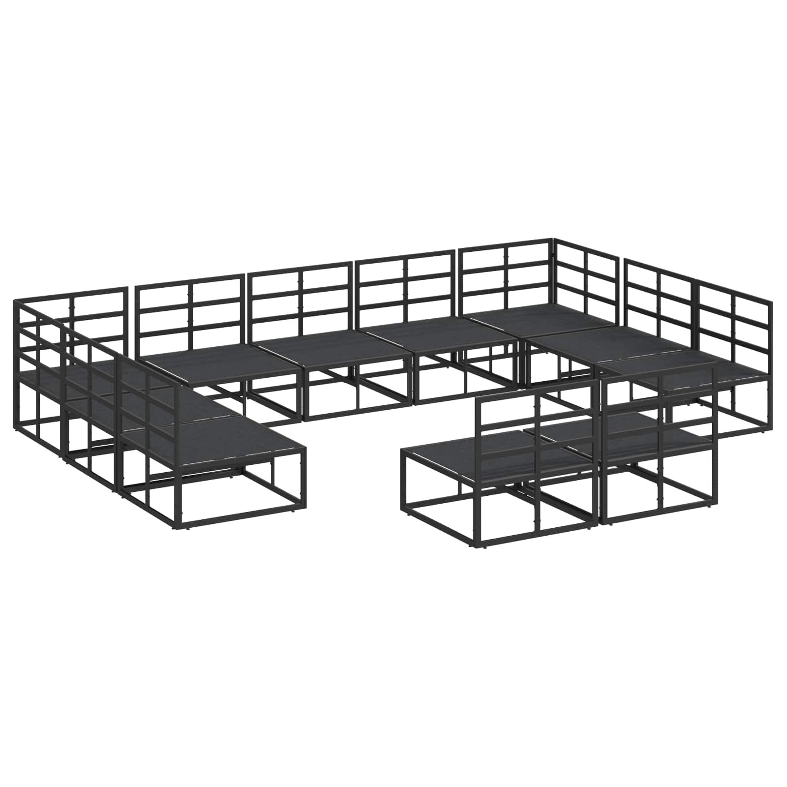 Garden Sofa Set With Cushion 11 Pcs Black Aluminium
