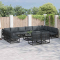 Garden Sofa Set With Cushion 12 Pcs Black Aluminium