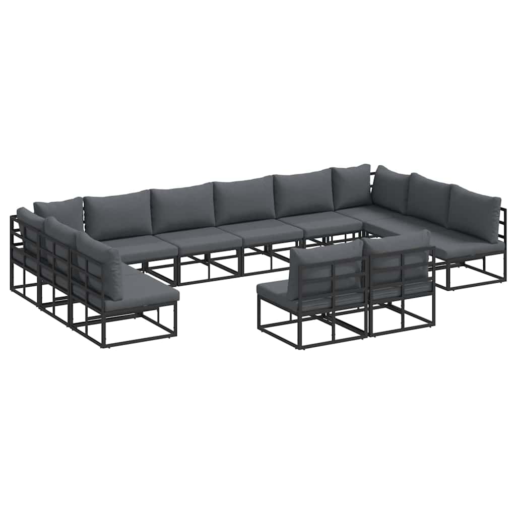 Garden Sofa Set With Cushion 12 Pcs Black Aluminium