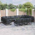 Garden Sofa Set With Cushion 13 Pcs Black Aluminium