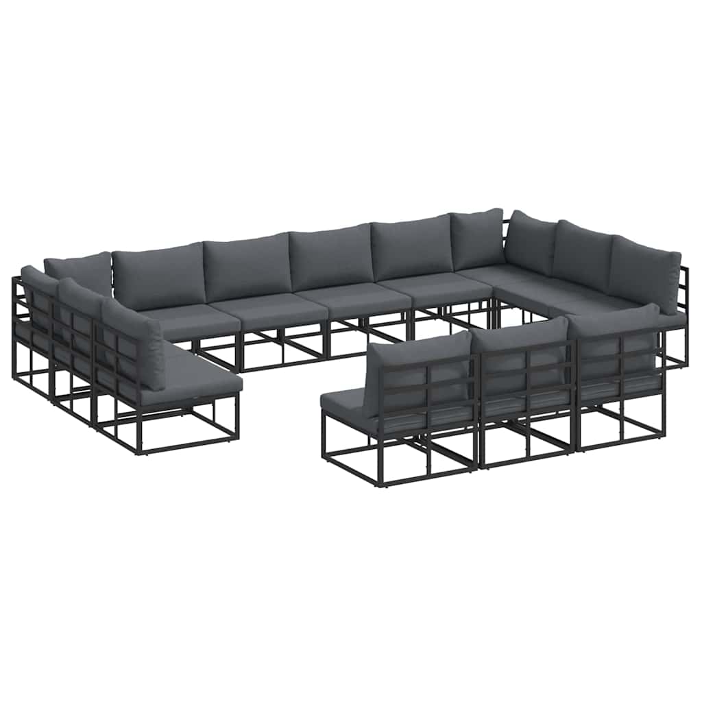 Garden Sofa Set With Cushion 13 Pcs Black Aluminium