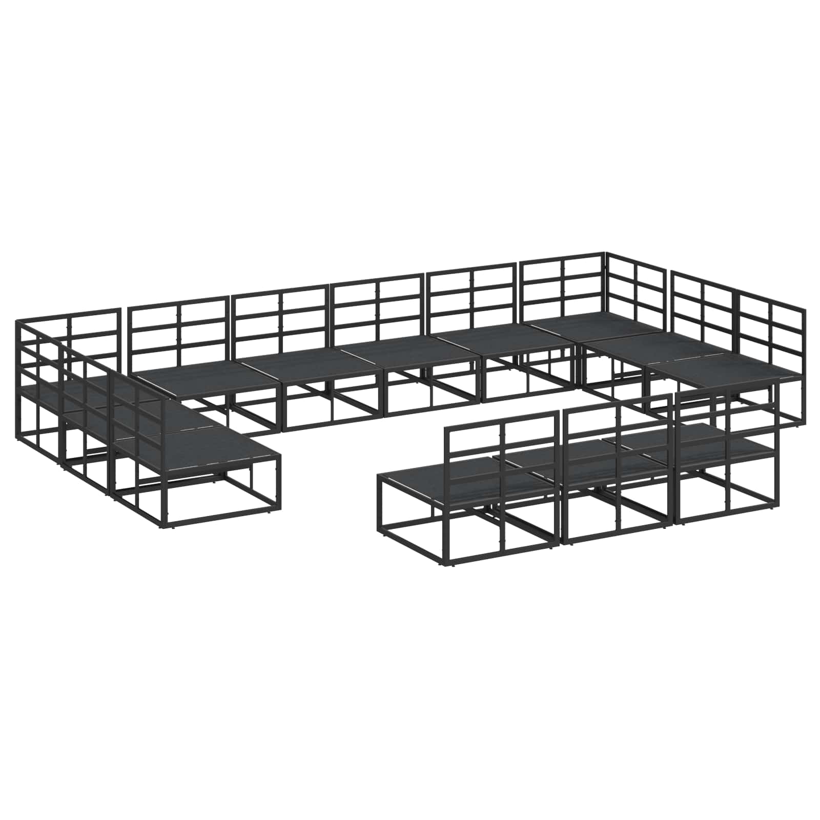 Garden Sofa Set With Cushion 13 Pcs Black Aluminium