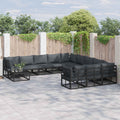 Garden Sofa Set With Cushion 11 Pcs Black Aluminium