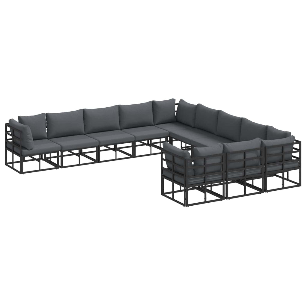 Garden Sofa Set With Cushion 11 Pcs Black Aluminium