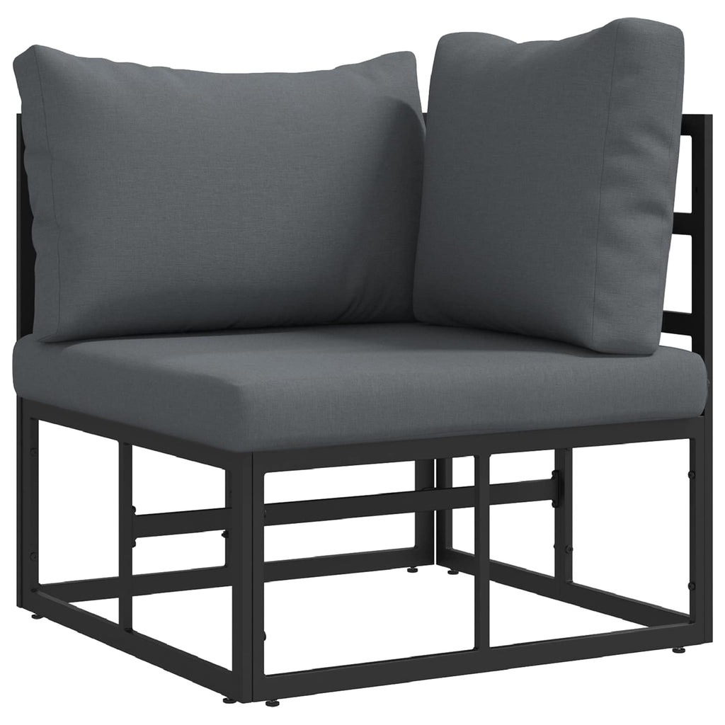 Outdoor Furniture Set Garden Sofa Cushion 12 Pcs Black Aluminium Adjustable LED