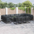 Garden Sofa Set With Cushion 14 Pcs Black Aluminium