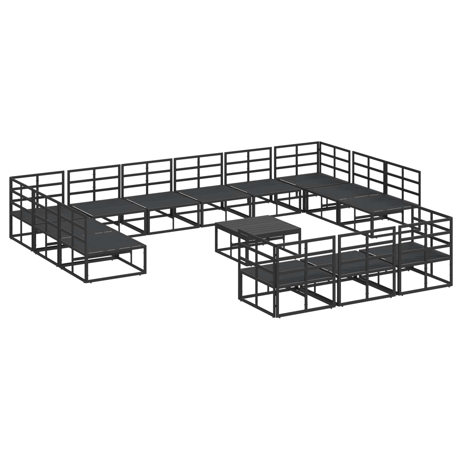 Garden Sofa Set With Cushion 14 Pcs Black Aluminium