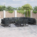 Garden Sofa Set With Cushion 12 Pcs Black Aluminium