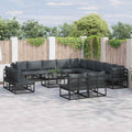 Garden Sofa Set With Cushion 14 Pcs Black Aluminium