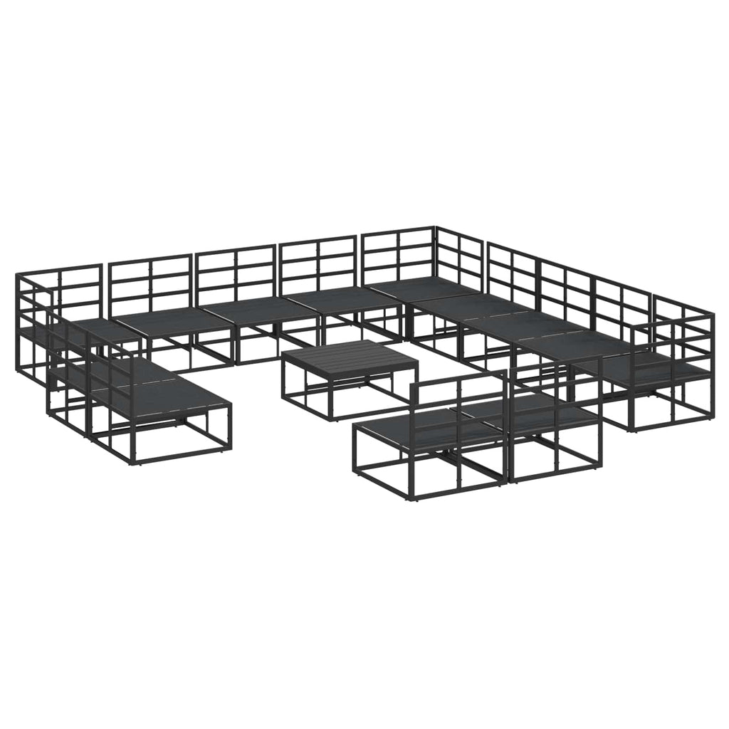 Garden Sofa Set With Cushion 14 Pcs Black Aluminium