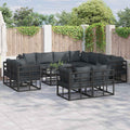 Garden Sofa Set With Cushion 12 Pcs Black Aluminium