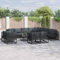 Garden Sofa Set With Cushion 13 Pcs Black Aluminium