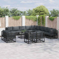 Garden Sofa Set With Cushion 13 Pcs Black Aluminium