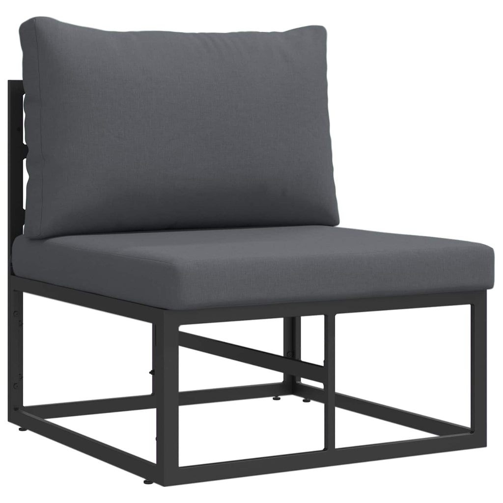 Outdoor Furniture Set Garden Sofa Cushion 7 Pcs Black Aluminium Adjustable Witho