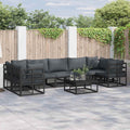 Garden Sofa Set With Cushion 7 Pcs Black Aluminium