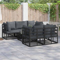 Garden Sofa Set With Cushion 6 Pcs Black Steel