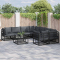 Garden Sofa Set With Cushion 9 Pcs Black Steel