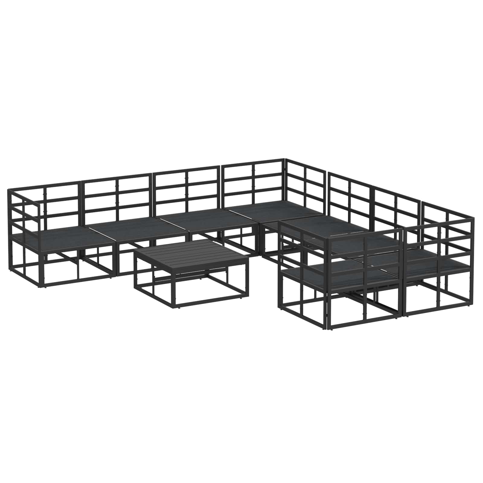Garden Sofa Set With Cushion 9 Pcs Black Steel