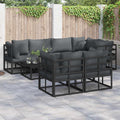 Garden Sofa Set With Cushion 7 Pcs Black Steel