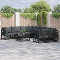 Garden Sofa Set With Cushion 8 Pcs Black Steel