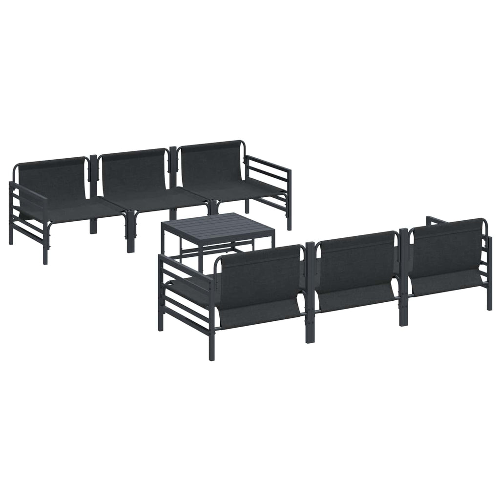 Garden Sofa Set With Cushion 7 Pcs Black Steel